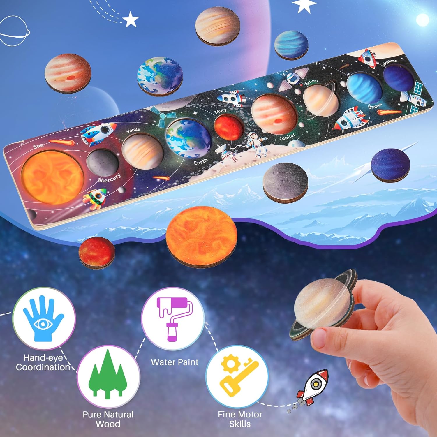 Crianças de madeira espaço pla - Solar System Model avaliação e preço